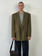 Vintage Wool Cashmere Double Breasted Bespoke Button Blazer - 40R/XL - SYLK