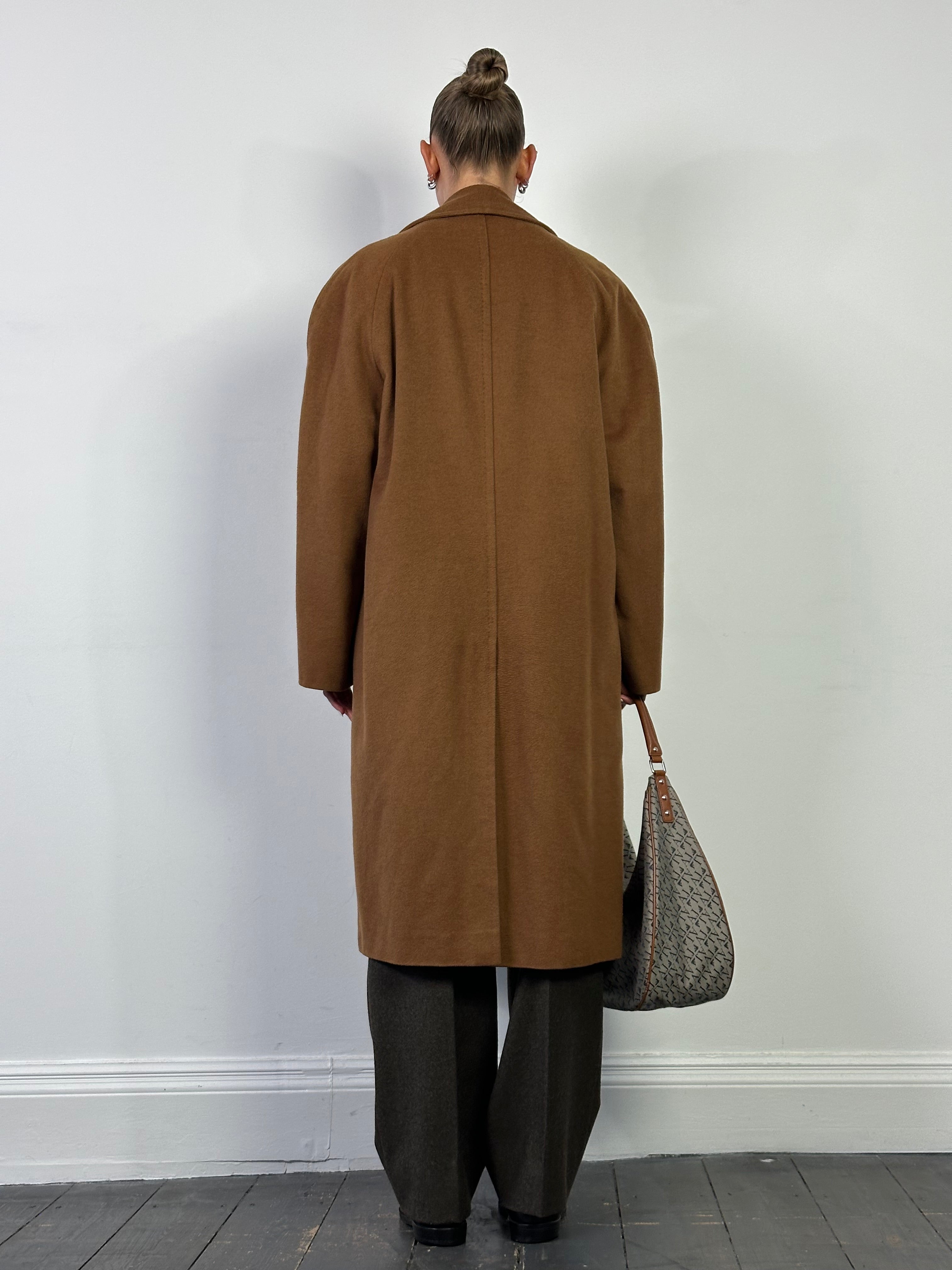 British Vintage Pure Cashmere Concealed Placket Coat - XL - SYLK