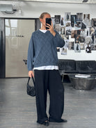 Burberry London 2000s Merino Wool Argyle Logo Jumper - L/XL - SYLK