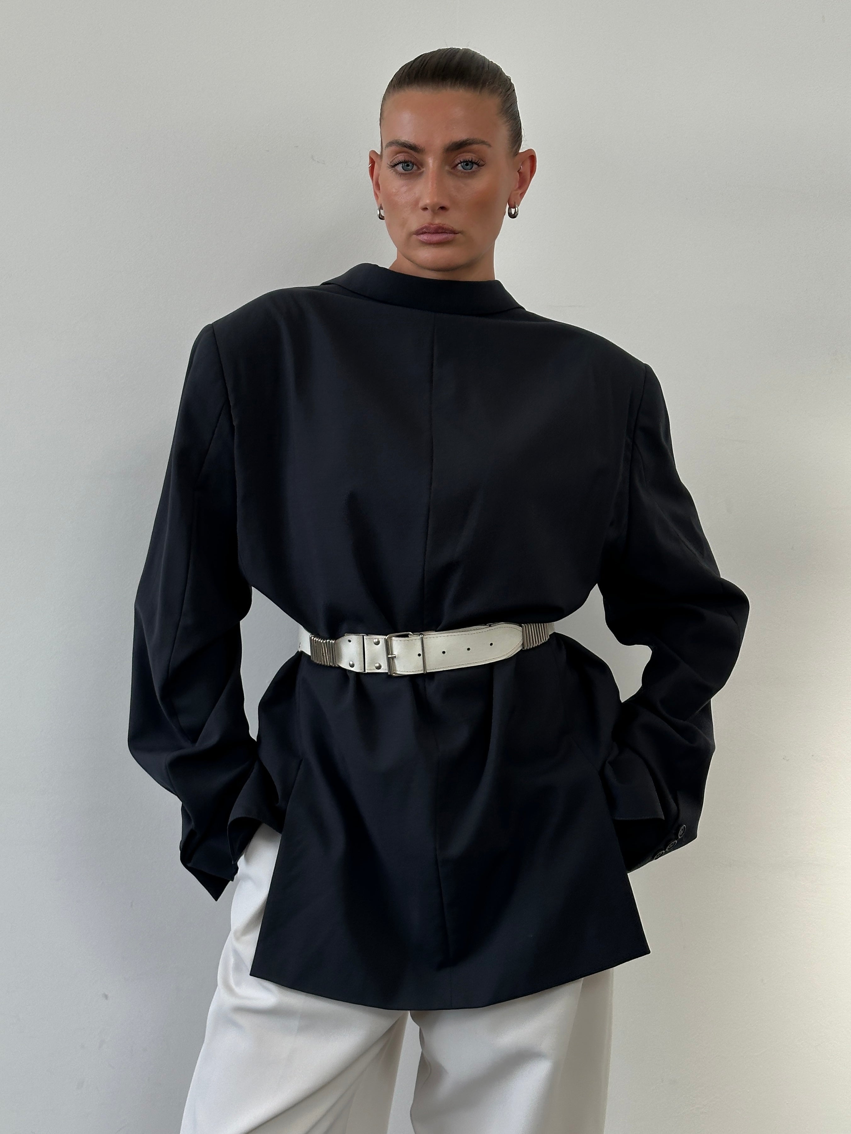 Vintage Chrome Hardwear Leather Belt W28-32 - SYLK