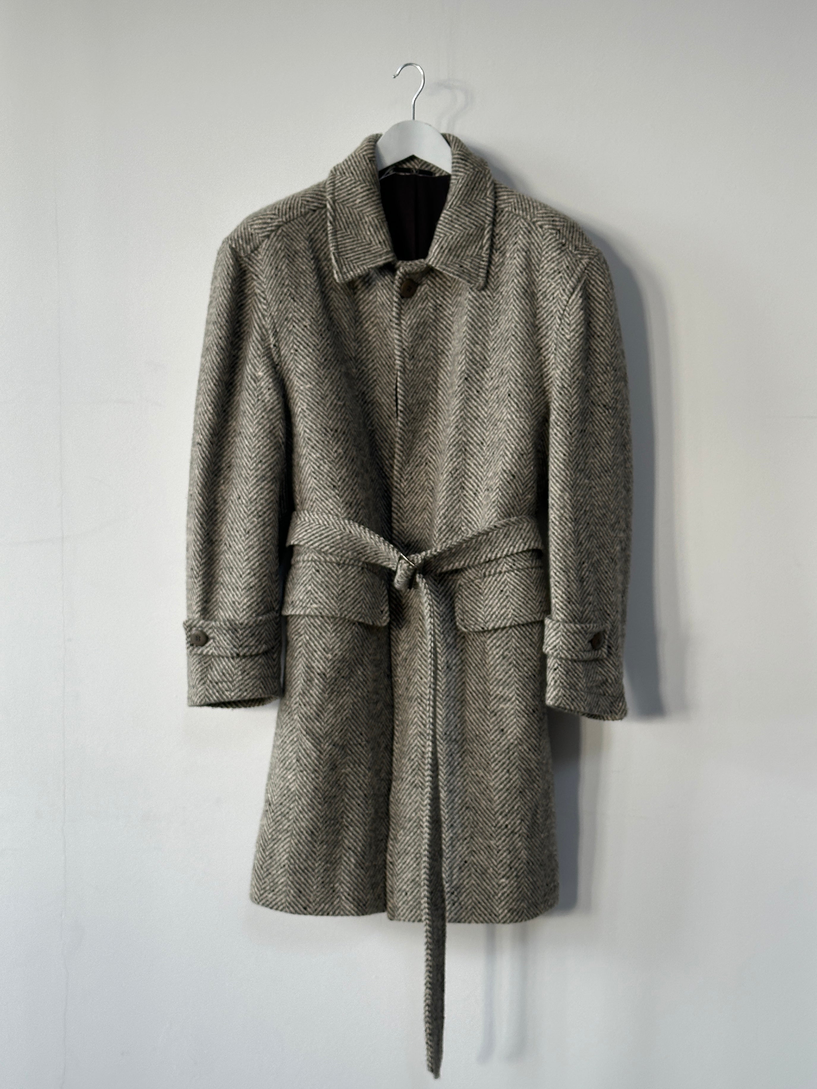 Valentino Pure Brushed Wool Herringbone Belted Coat - XL/XXL - SYLK