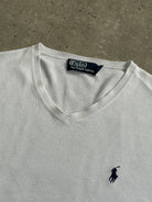 Ralph Lauren Pure Cotton Logo V Neck Jumper - M - SYLK