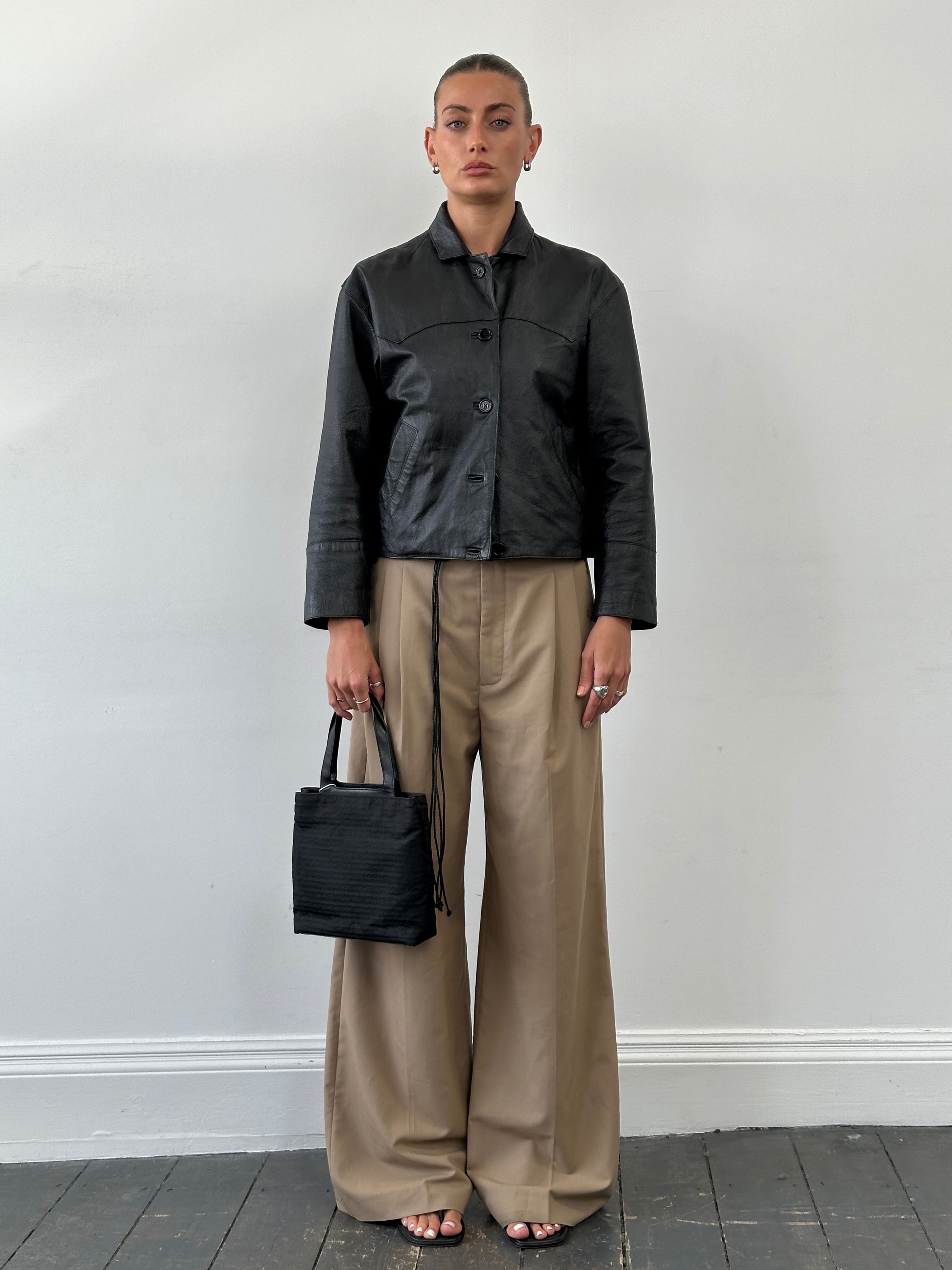 Vintage Cropped Leather Jacket - S - SYLK