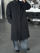 Italian Vintage 1980s Wool Cashmere Herringbone Coat - XL - SYLK