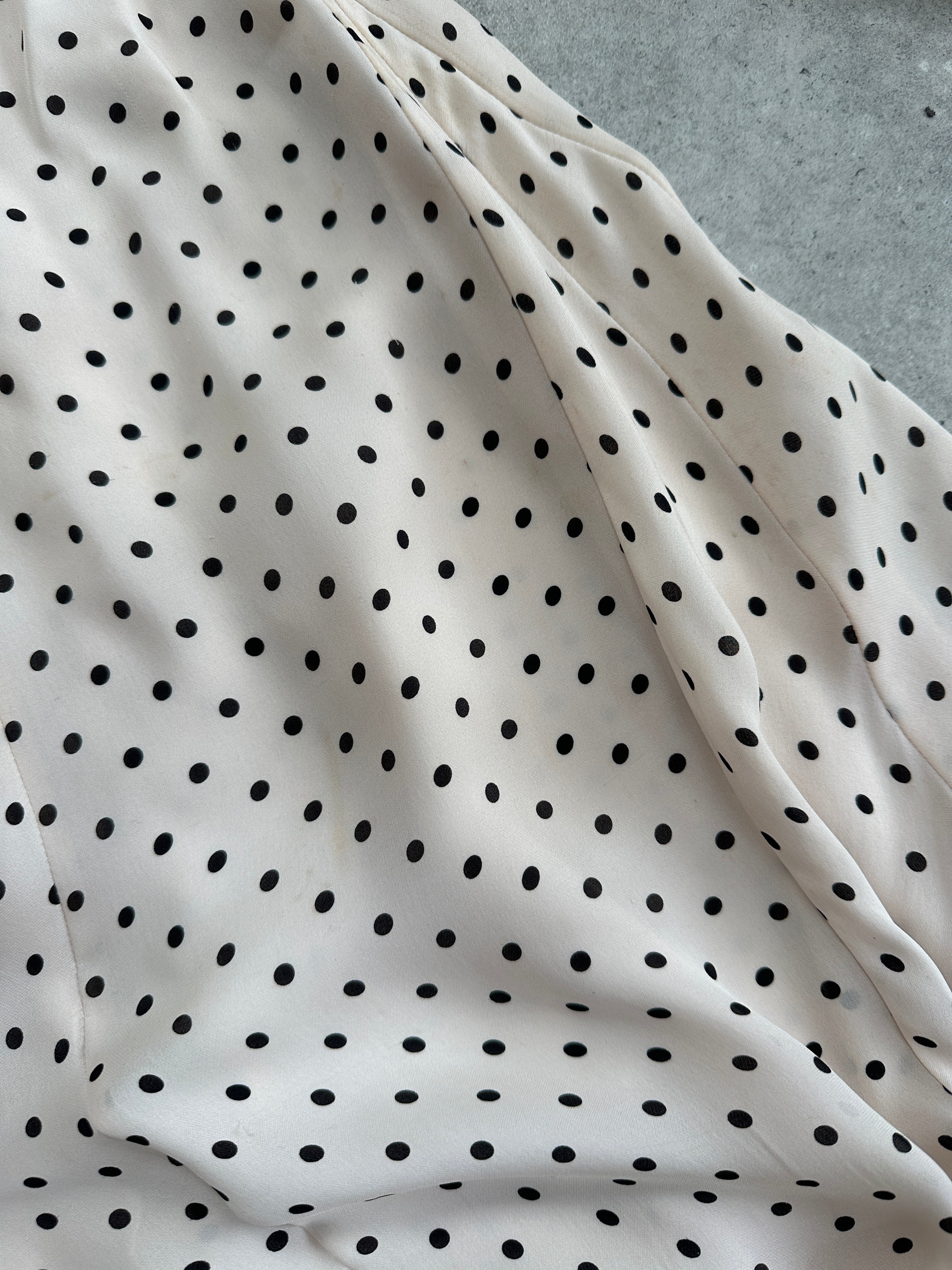 Jaeger 2000s Pure Silk Polkadot Two Piece Skirt Top Set - L/W28 - SYLK
