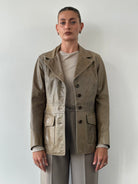 Italian Vintage Aged Leather Blazer Jacket - S/M - SYLK