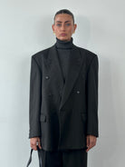 Vintage Wool Pinstripe Double Breasted Suit - 44R/W34 - SYLK