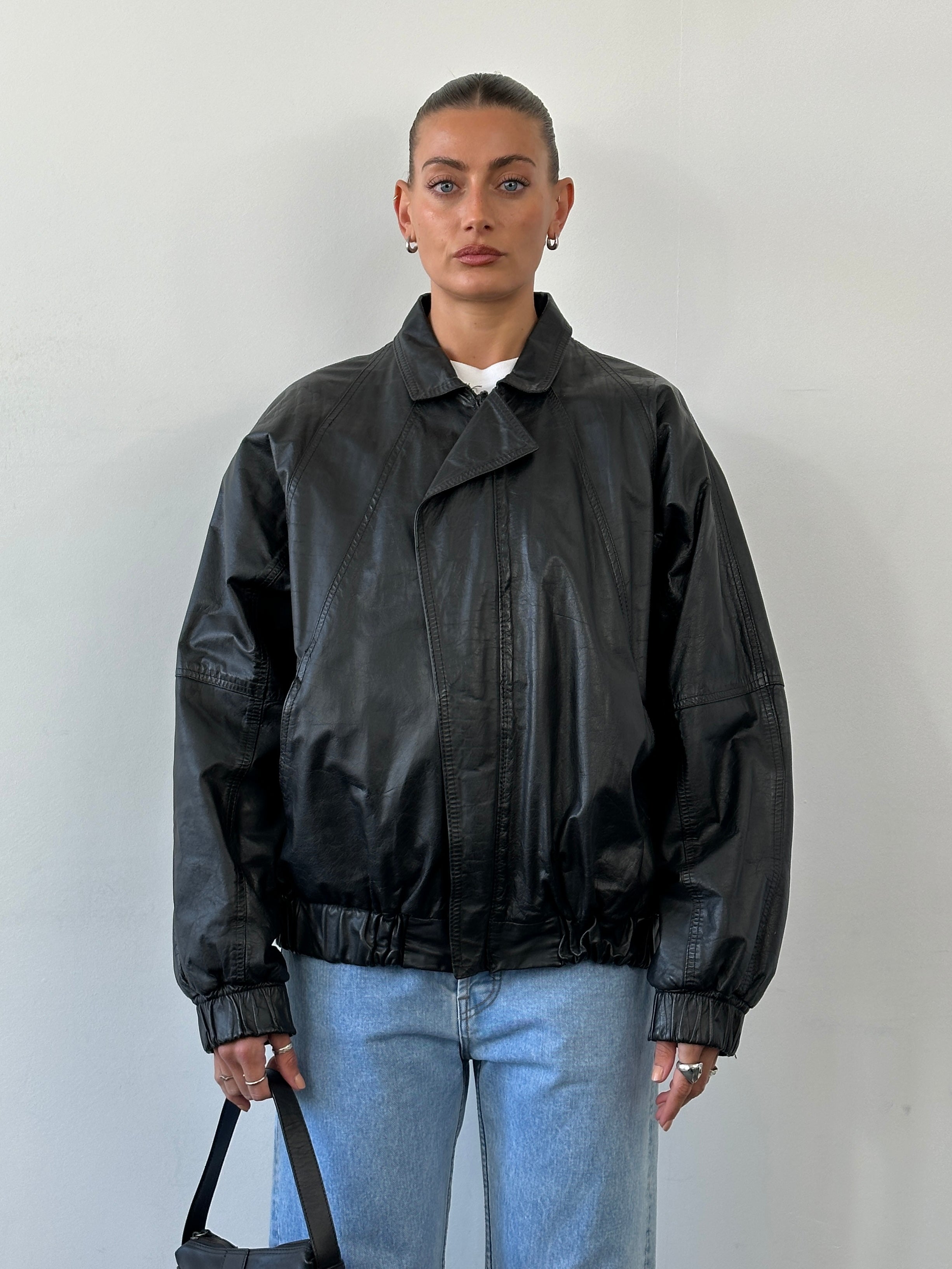 Vintage Leather Blouson Bomber Jacket - XL - SYLK