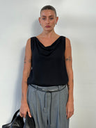 Max Mara Linen Cowl Neck Sleeveless Top - M - SYLK