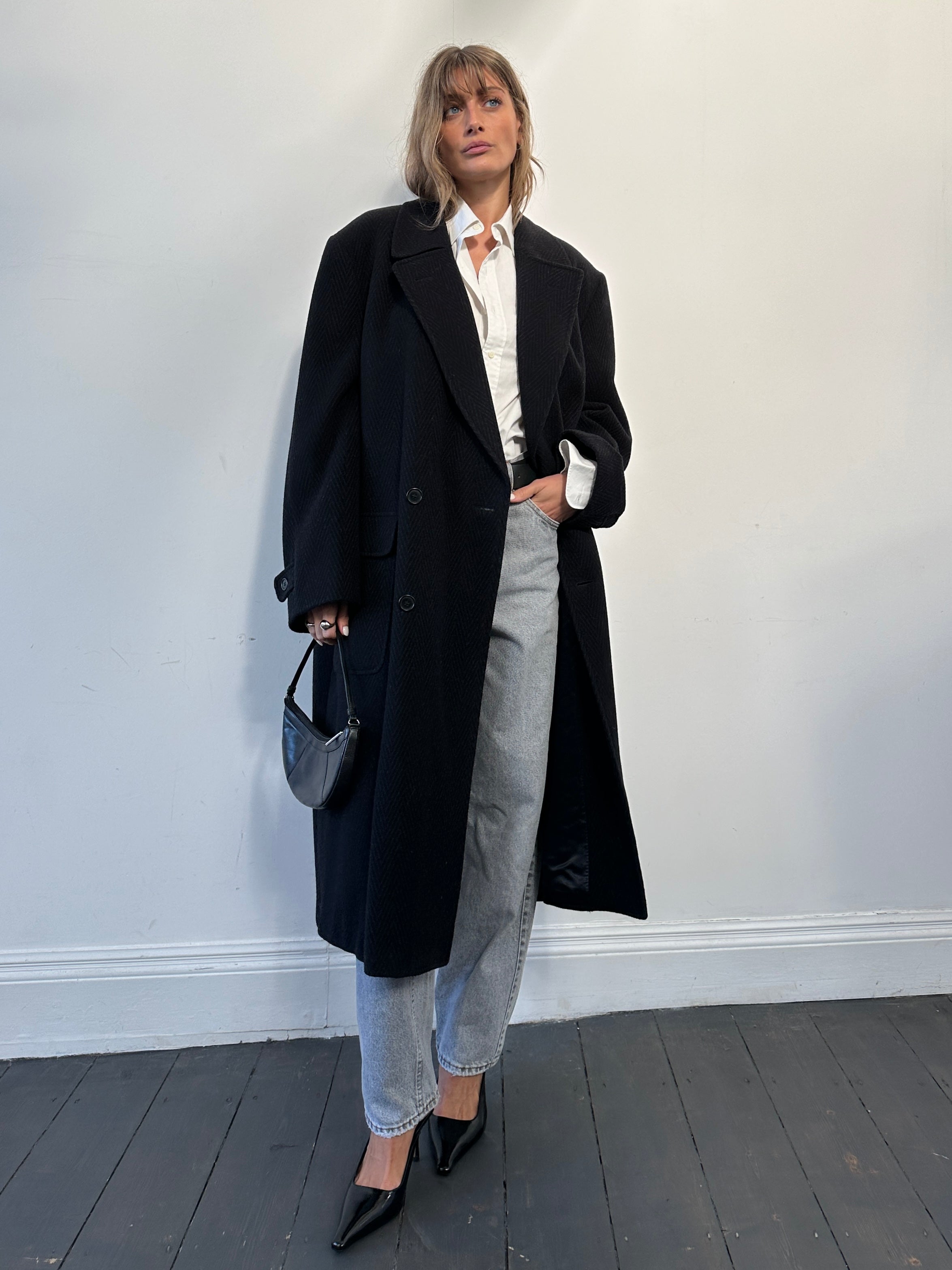 Valentino Wool Herringbone Double Breasted Coat - XL/XXL - SYLK