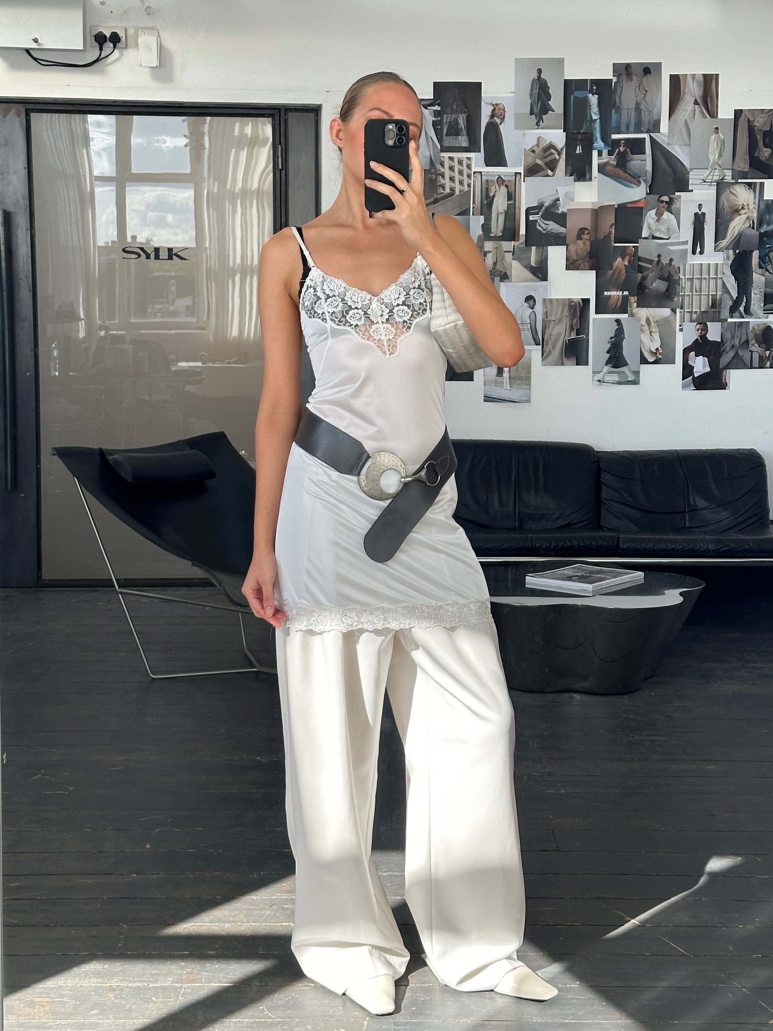 Vintage 1990s Chunky Circular Leather Belt - W35 - SYLK