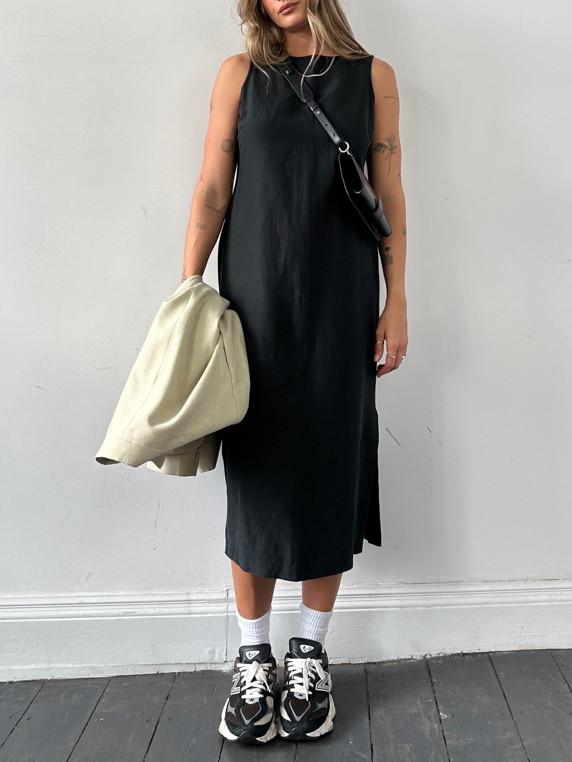 Laura Ashley Silk Linen Midi Shift Dress - M - SYLK