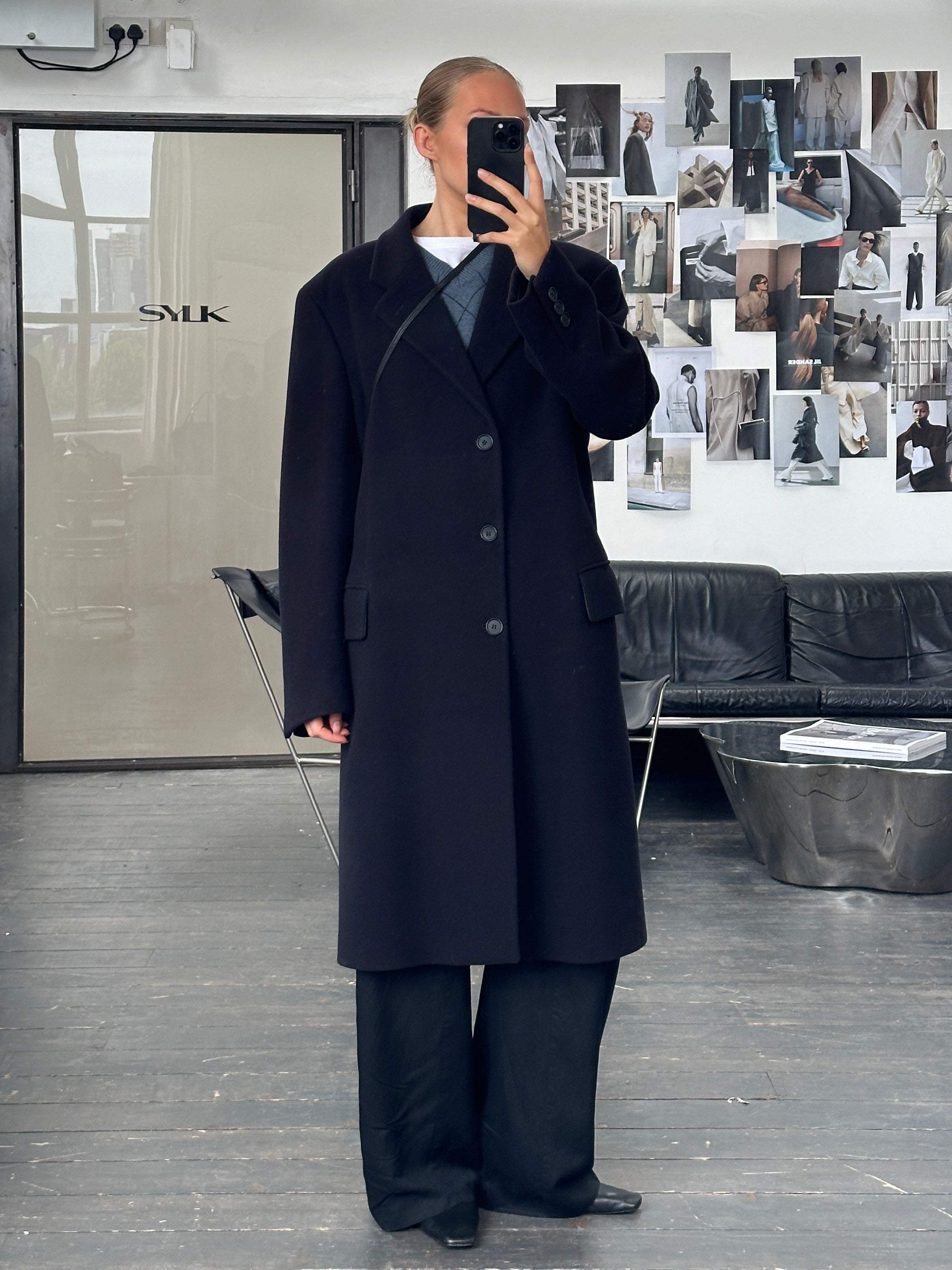 Emporio Armani 1990s Wool Cashmere Single Breasted Coat - XL - SYLK