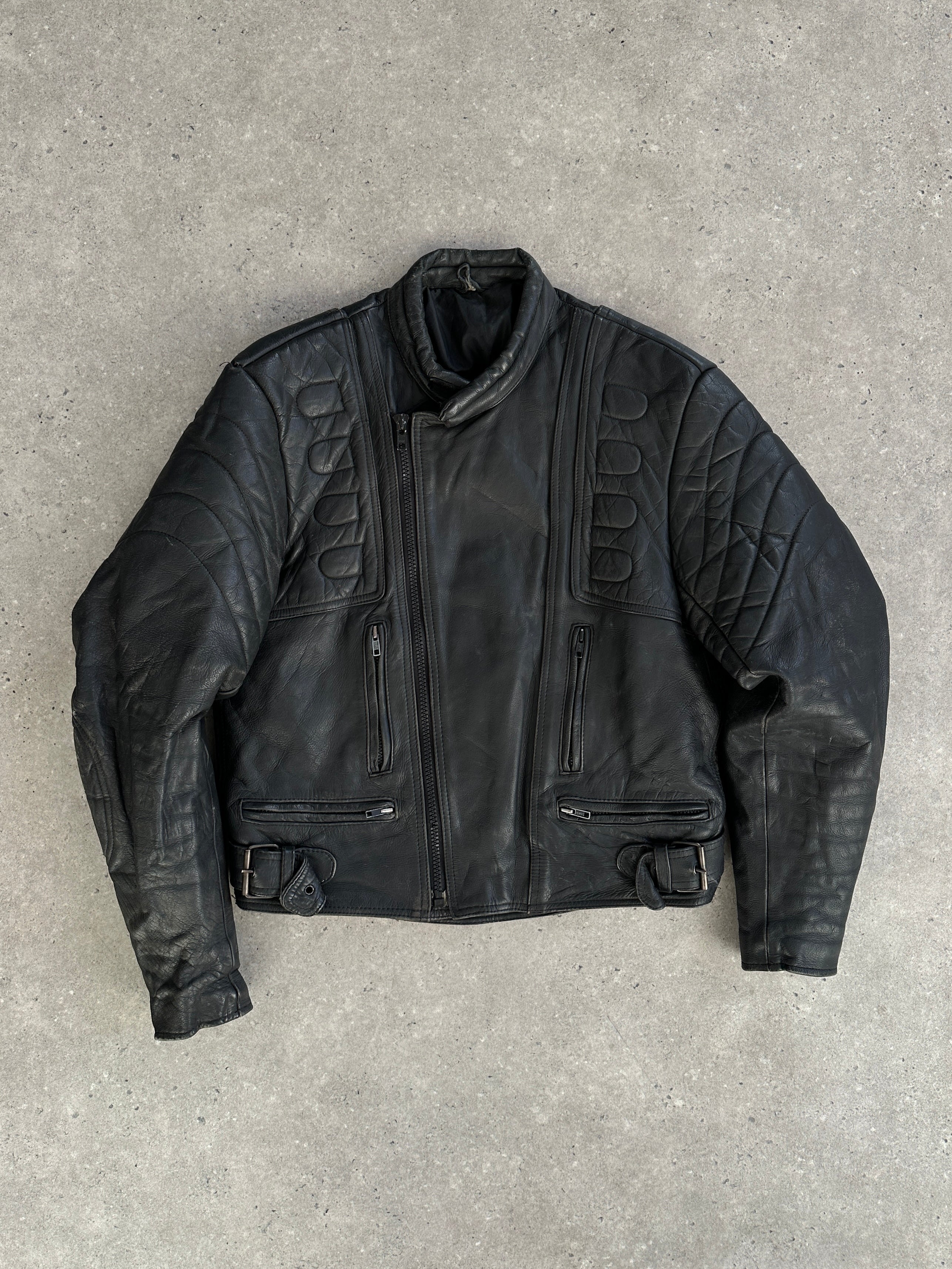 Vintage Structured Motorcycle Leather Jacket - L/XL - SYLK