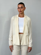 Italian Vintage Pure Silk Stripe Single Button Blazer - M - SYLK