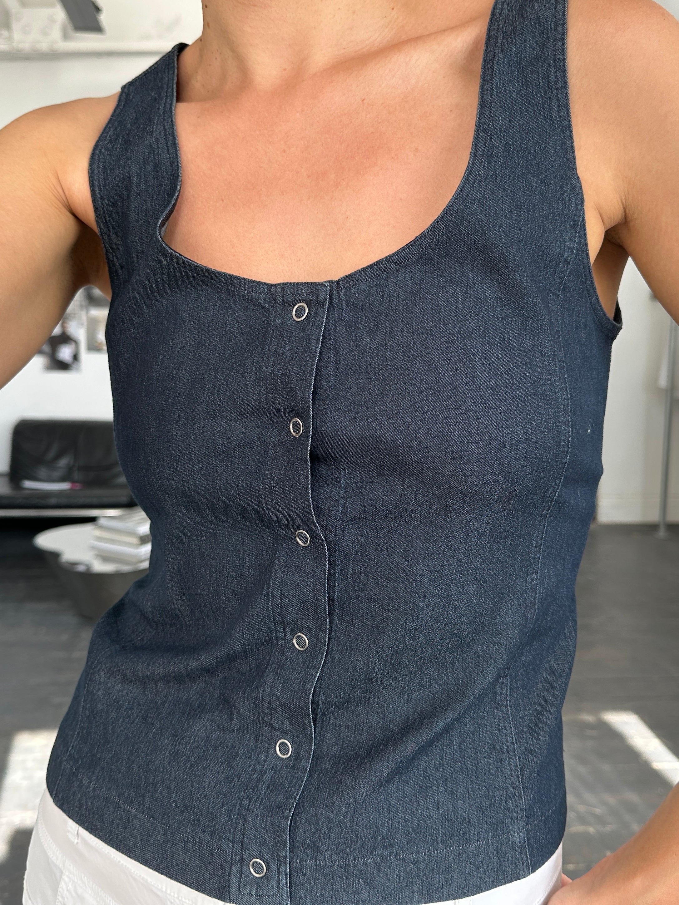 Armani Jeans Denim Vest Top - S/M - SYLK