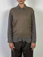 Italian Vintage Wool V Neck Sleeveless Vest Jumper - M - SYLK