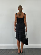 Max Mara Pianoforte 90s Pure Silk Polkadot Asymmetric Midi Dress - S/M - SYLK