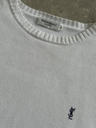 Yves Saint Laurent 00s Pure Cotton Knitted Logo Jumper - L - SYLK