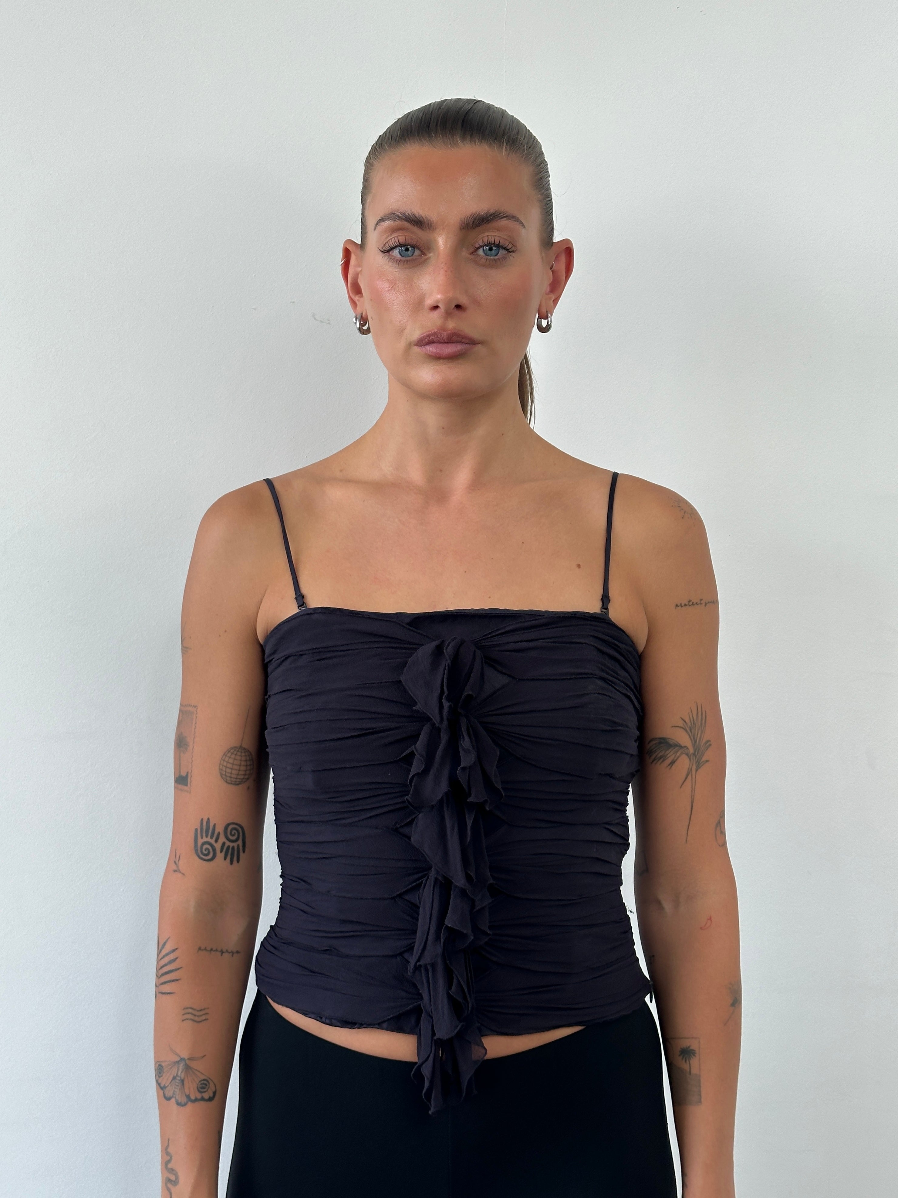 Vintage Pure Silk Ruffle Corset Top - M - SYLK