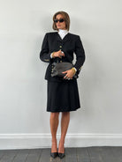 Celine 1980s Pure Wool Logo Hardware Pleated Skirt - W24 - SYLK