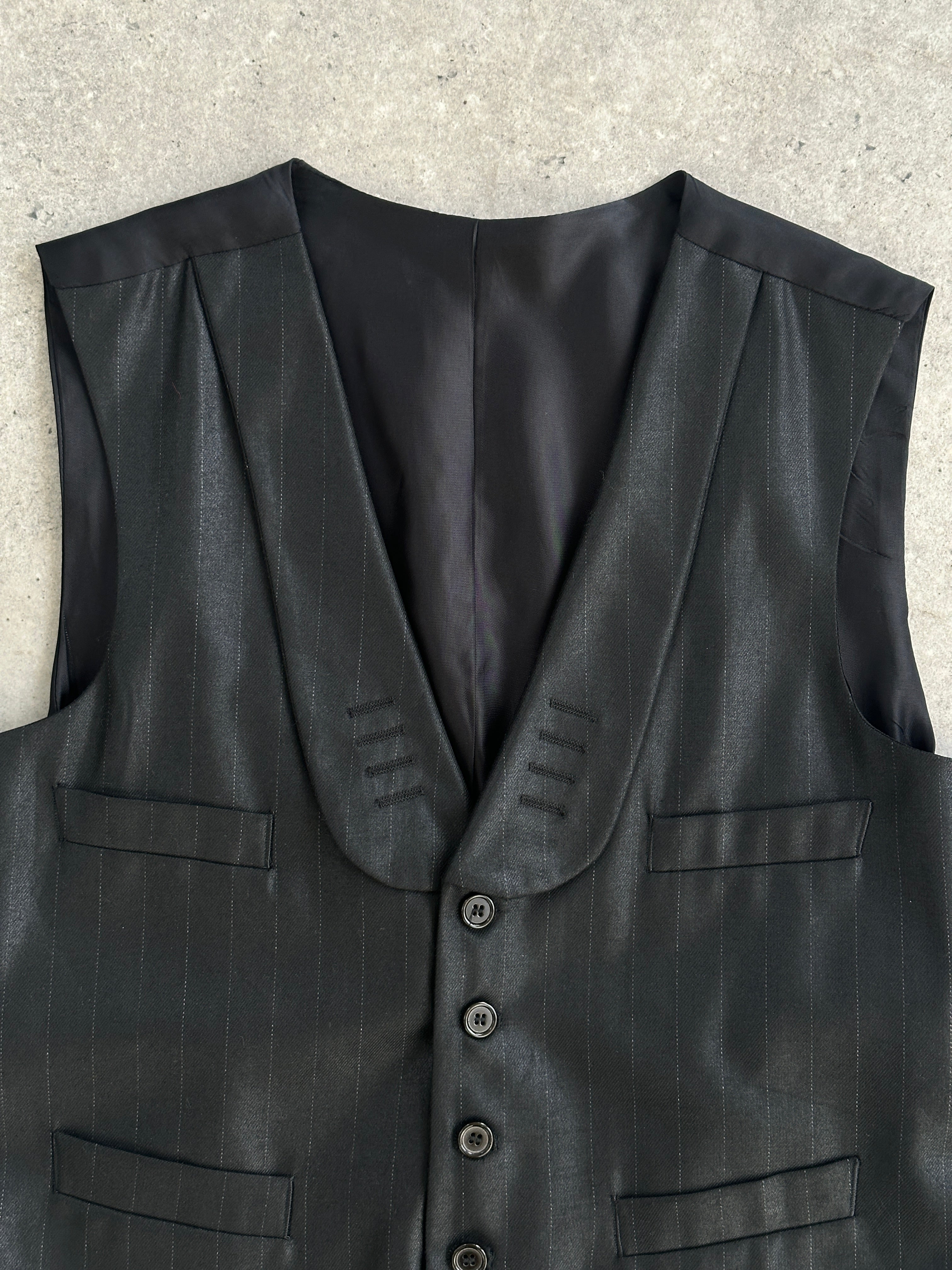 Vintage Tuxedo Stripe Tailored Waistcoat - 36R/M - SYLK