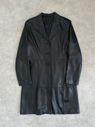 Italian Vintage Smooth Leather Trench Coat - M - SYLK
