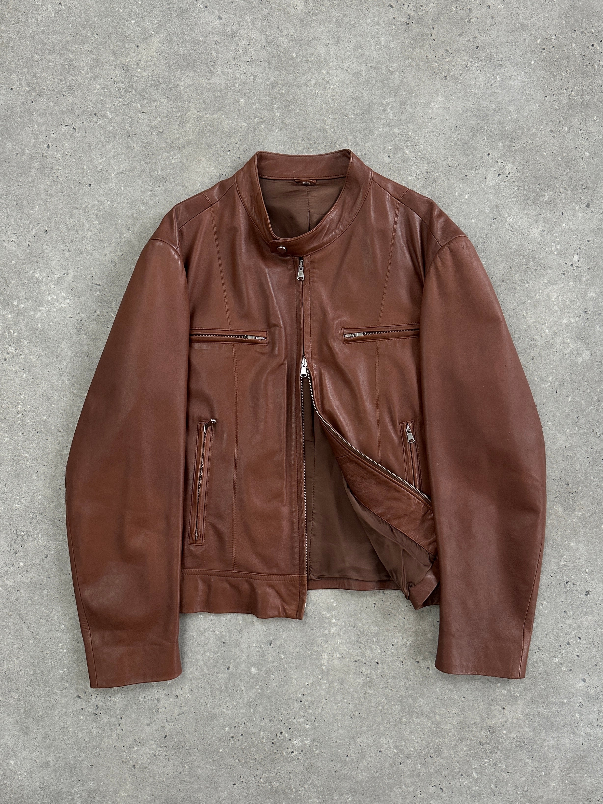 Italian Vintage 90s Double Zip Moto Leather Jacket - M/L | SYLK