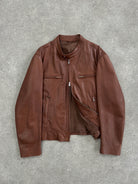 Italian Vintage 90s Double Zip Moto Leather Jacket - M/L - SYLK