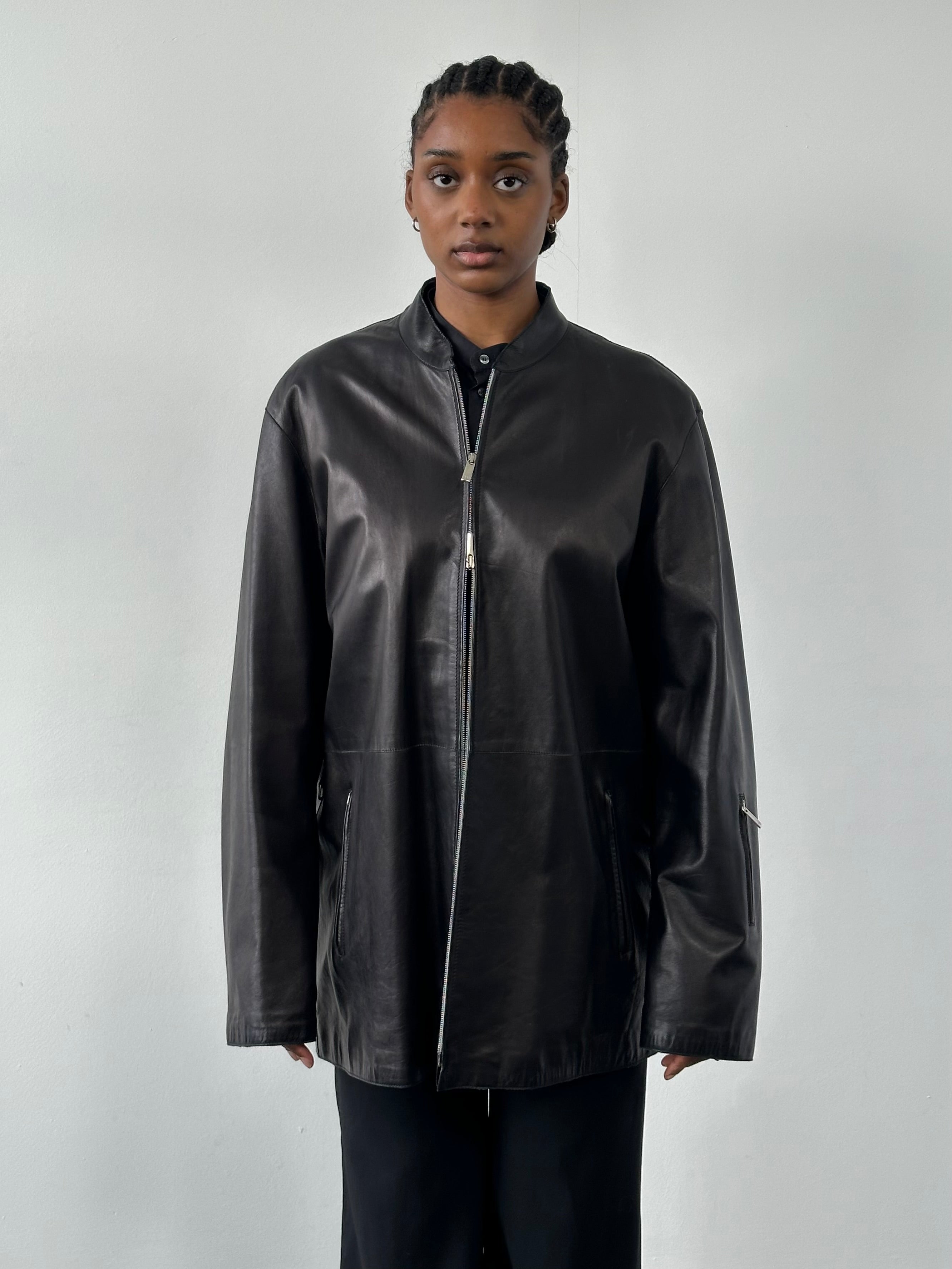 Emporio Armani 2000s Double Zip Leather Jacket - XL | SYLK