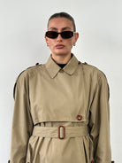 Vintage Nova Check Belted Trench Coat - M - SYLK