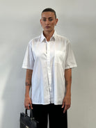Yves Saint Laurent 00s Cotton Short Sleeve Logo Shirt - L - SYLK