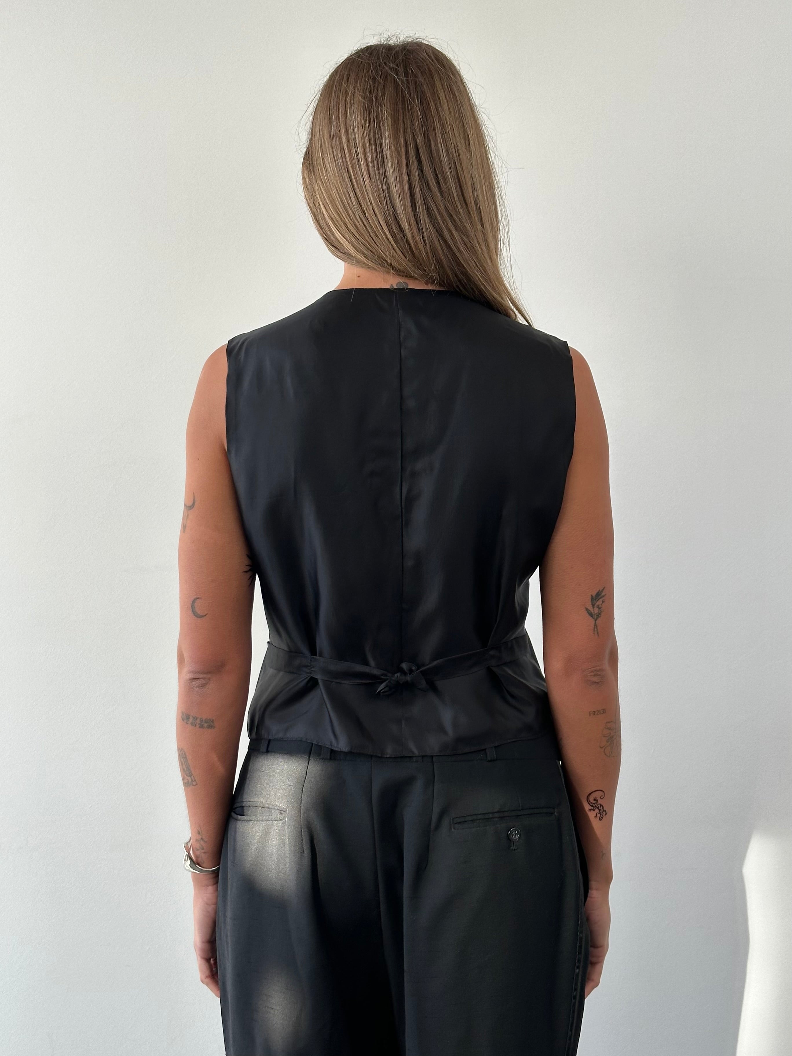 Vintage Tuxedo Stripe Tailored Waistcoat - 36R/M - SYLK