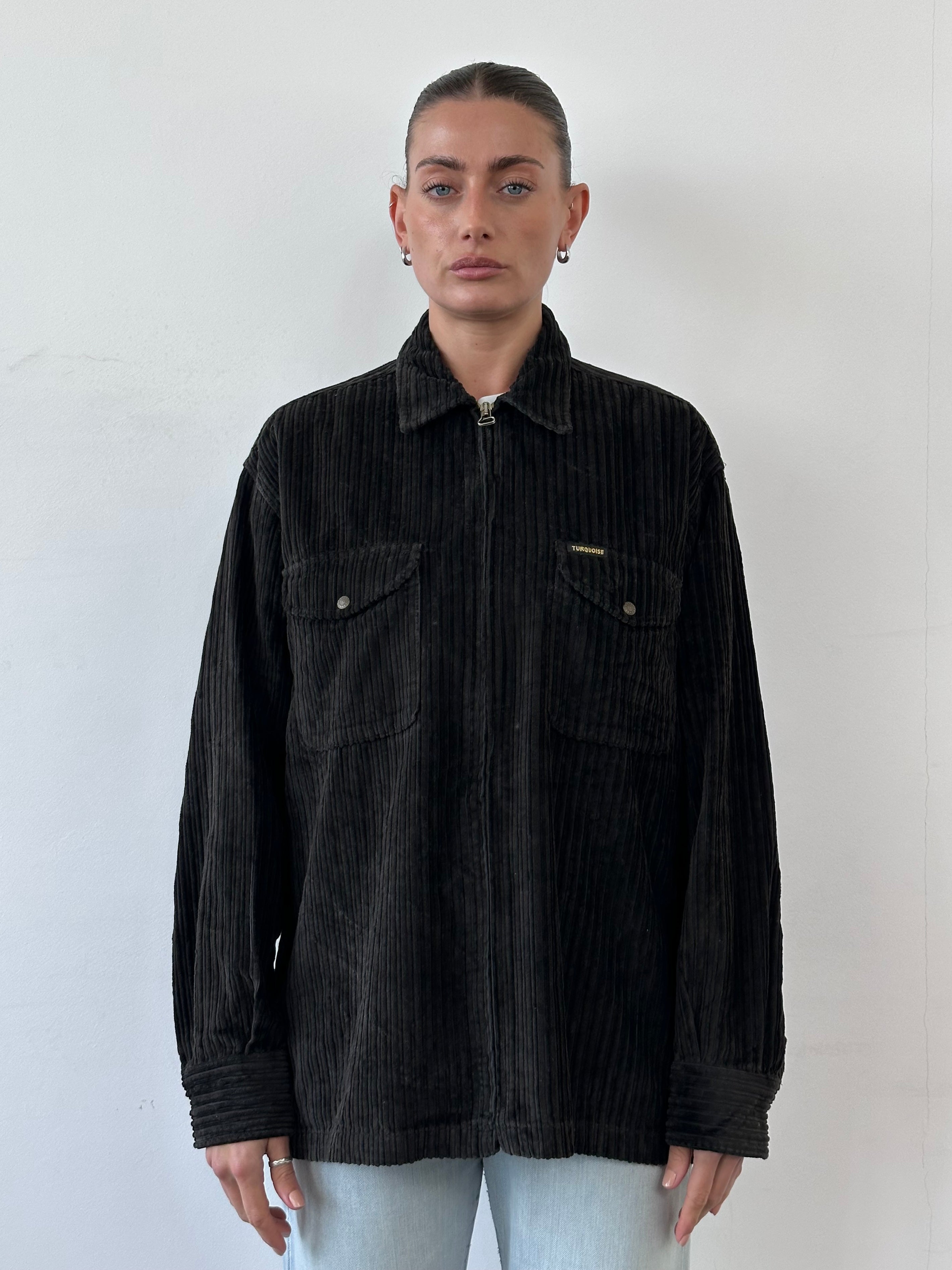 Italian Vintage Jumbo Corduroy Zip Shirt - L/XL - SYLK