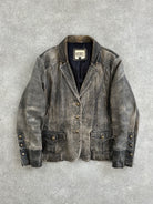 Vintage Aged Leather Blazer Jacket - M - SYLK