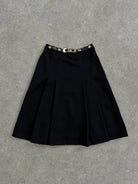 Celine 80s Pure Wool Logo Hardware Pleated Skirt - W24 - SYLK