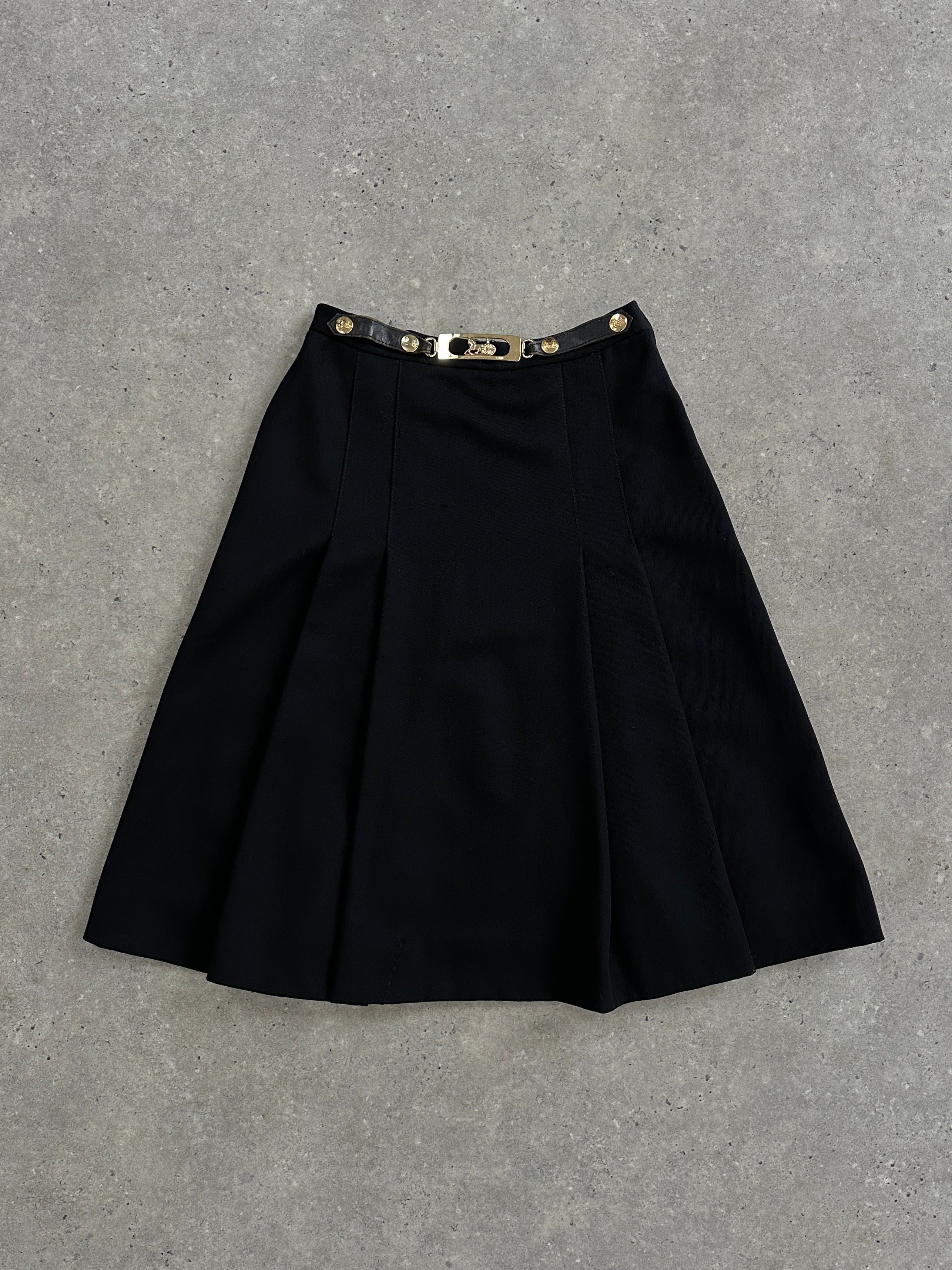 Celine 80s Pure Wool Logo Hardware Pleated Skirt - W24 - SYLK
