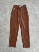 Italian Vintage Tapered Leg High Waisted Leather Trousers - W22 - SYLK