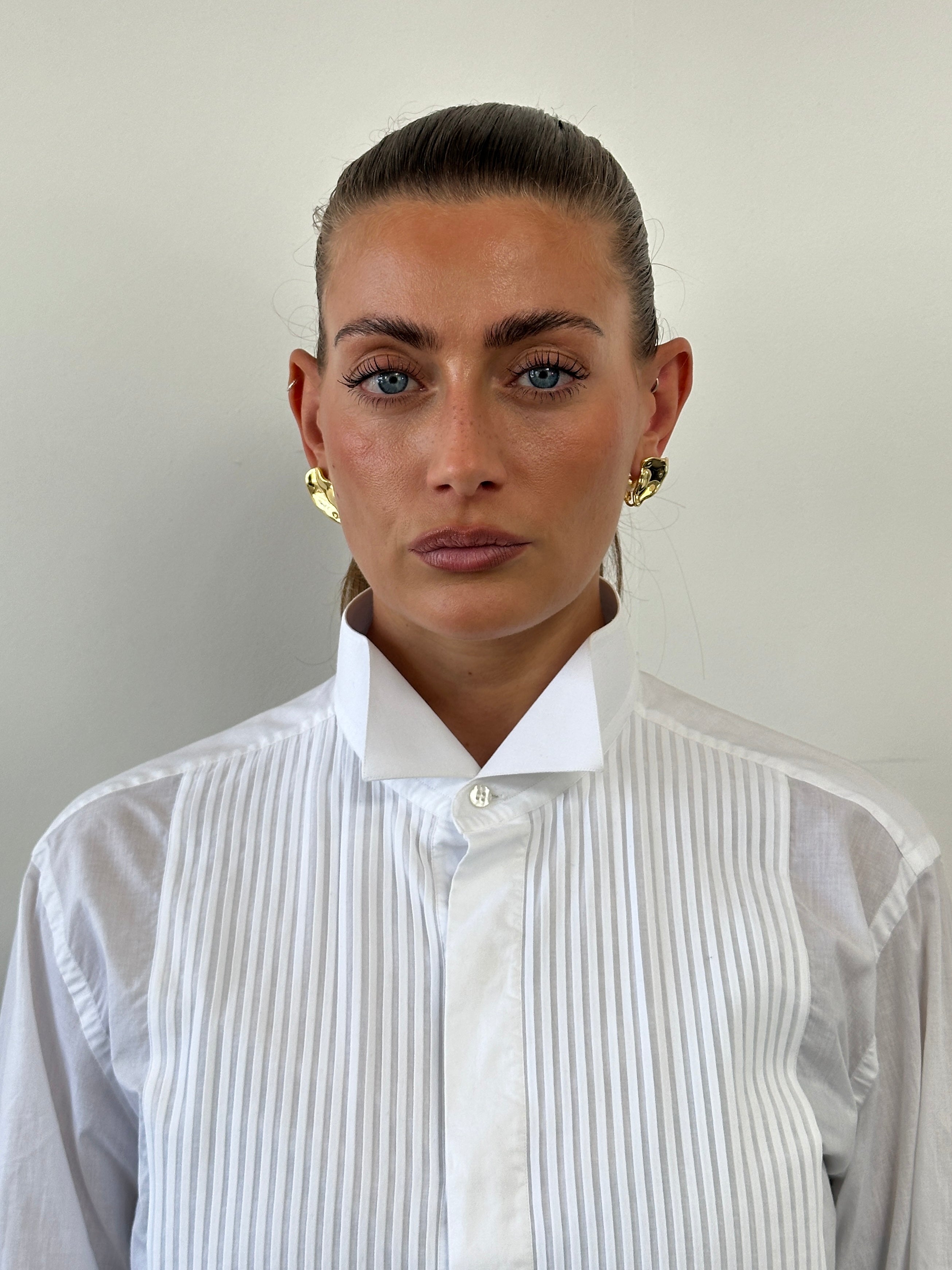 Vintage Wing Collar Tuxedo Dress Shirt - L - SYLK