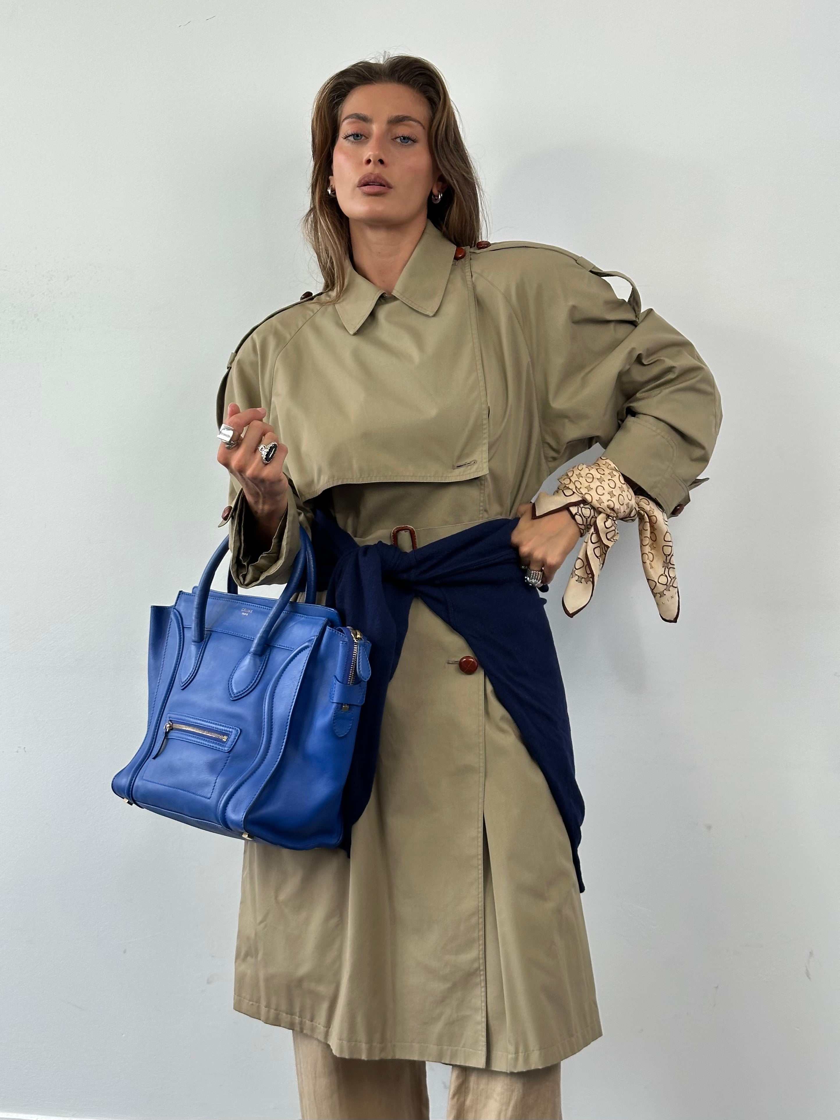Vintage 1980s Nova Check Belted Trench Coat - M - SYLK