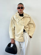 Vintage Asymmetric Wool Funnel Neck Bomber Jacket - M/L - SYLK