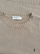 Yves Saint Laurent 2000s Pure Cotton Knitted Logo Jumper - XL - SYLK