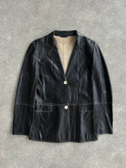 Marella Contrast Stitch Leather Jacket - S - SYLK