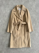 Marella Wool Cashmere Double Breasted Belted Coat - M - SYLK
