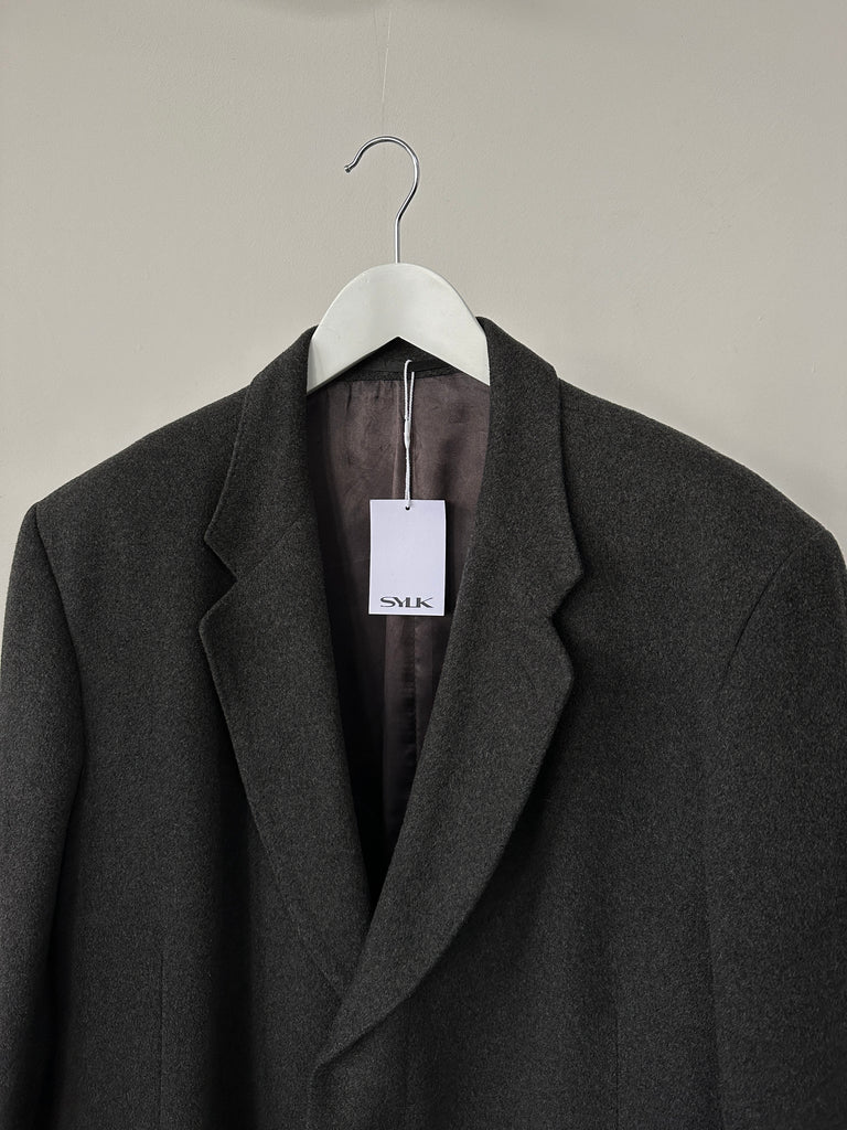 Vintage Pure Cashmere Concealed Placket Single Breasted Coat - XL - SYLK