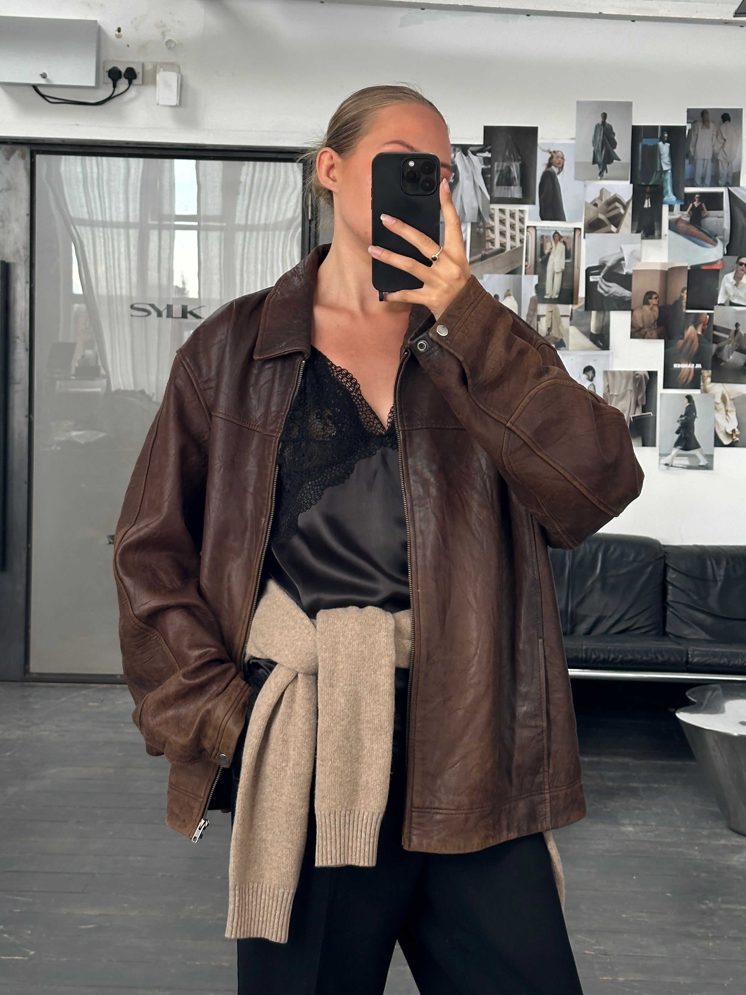 Vintage 1990s Distressed Leather Jacket - XXL - SYLK