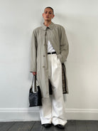 Italian Vintage Concealed Placket Belted Trench Coat - XL - SYLK