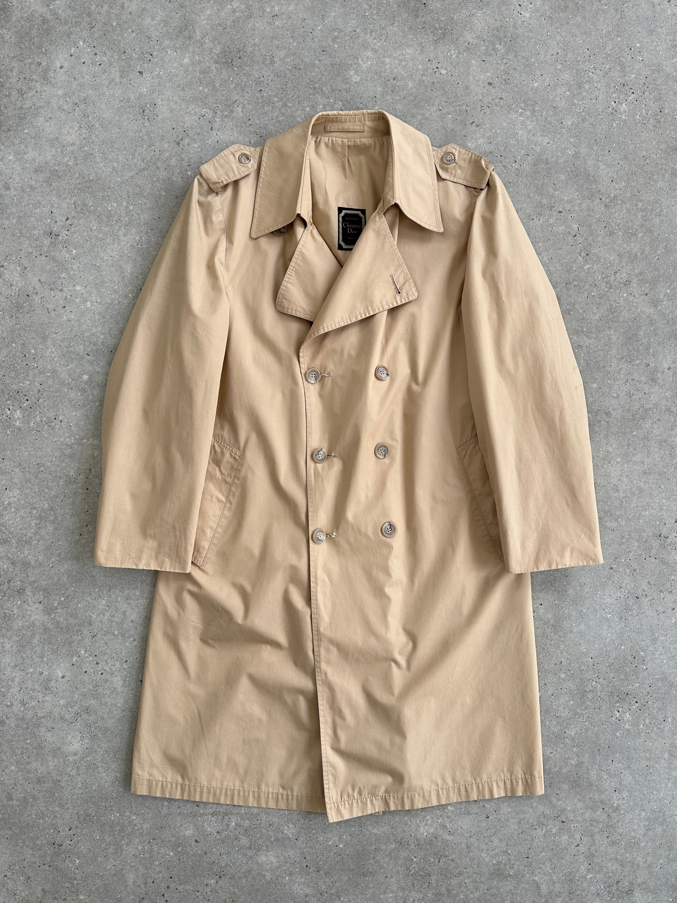 Christian Dior Paris Cotton Double Breasted Trench Coat - L - SYLK