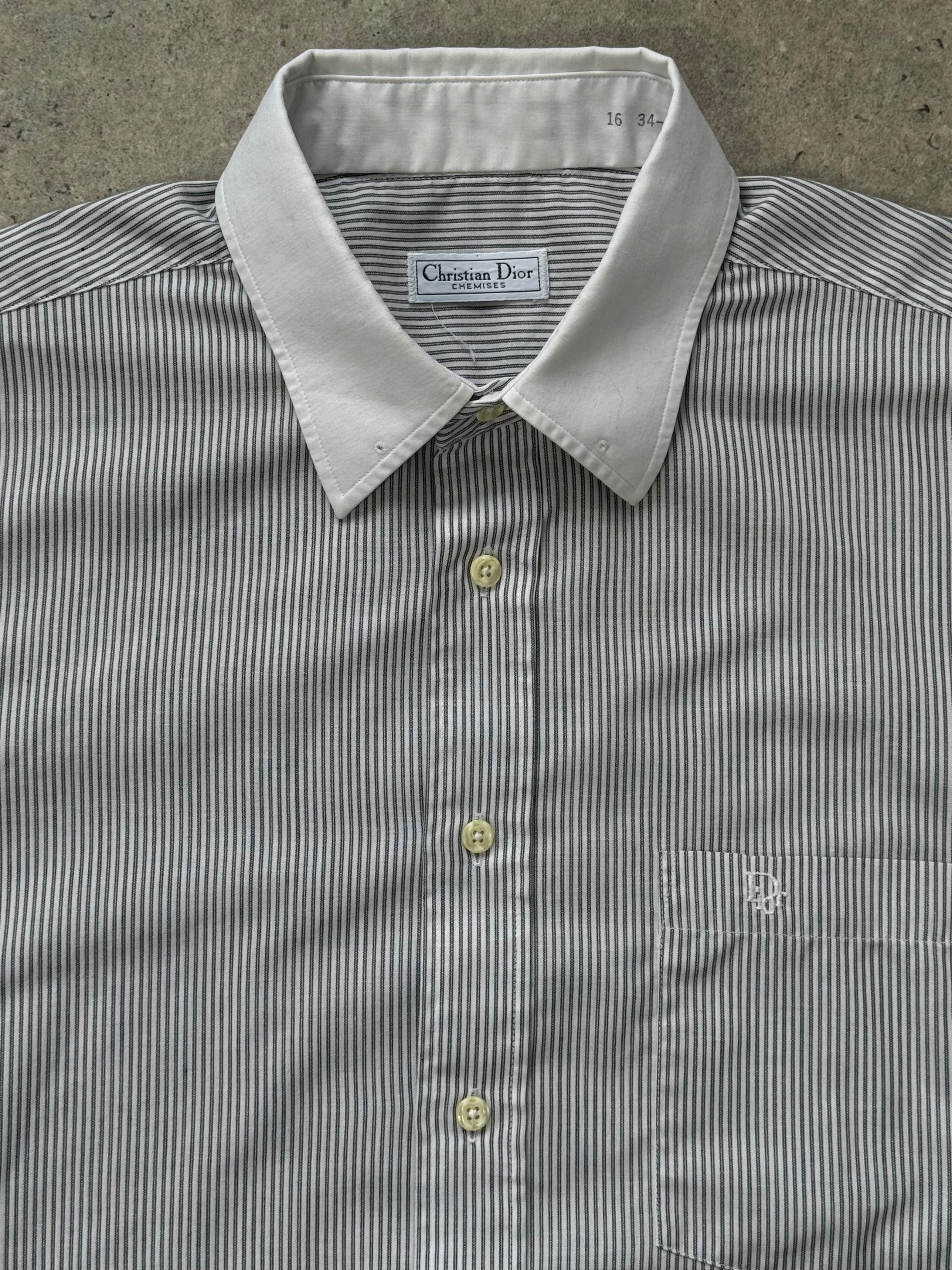 Christian Dior Chemise 1990s Cotton Stripe Logo Shirt - L - SYLK
