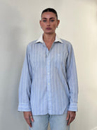 Christian Dior Stripe Contrast Collar Logo Shirt - M - SYLK